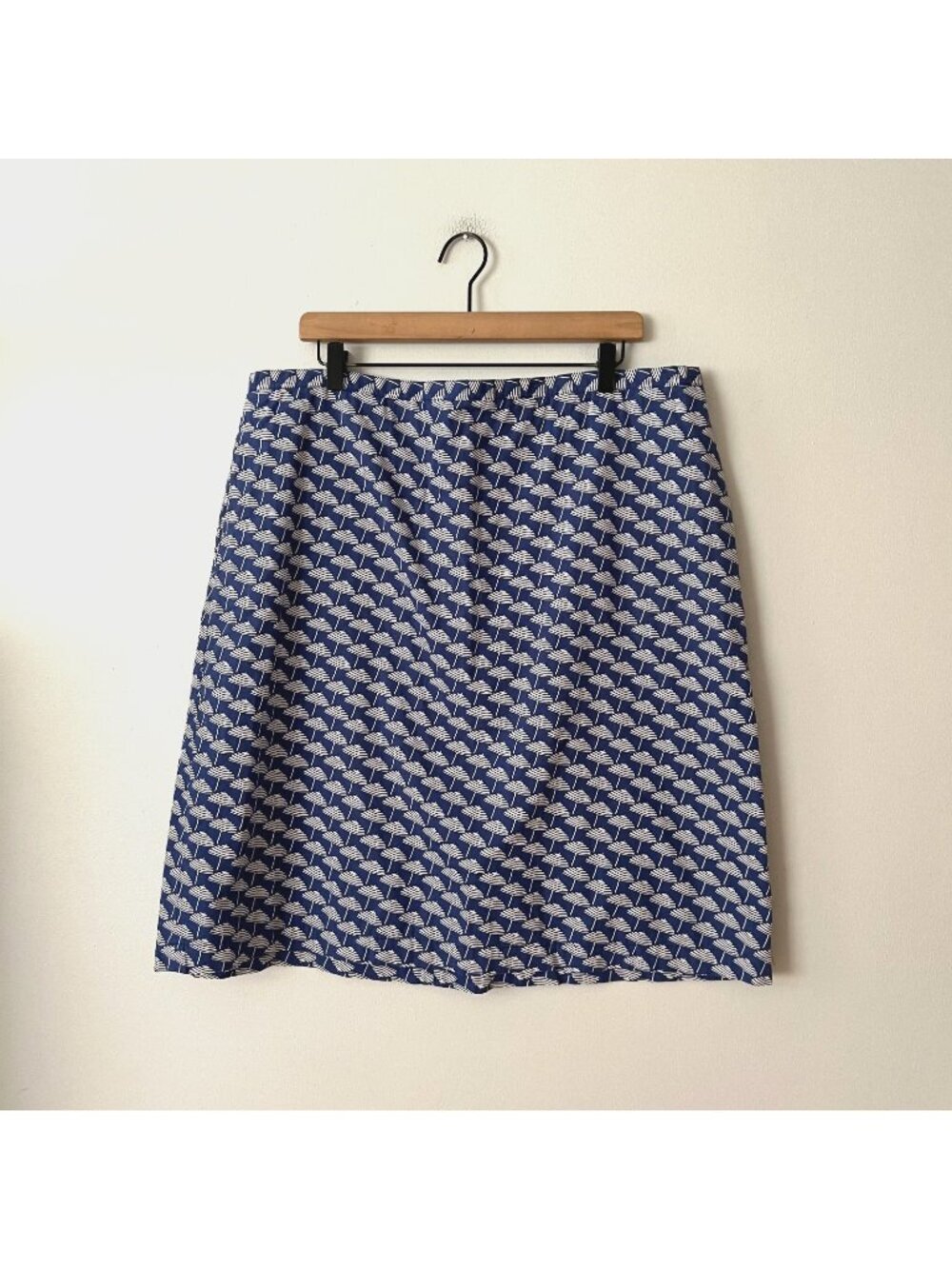 Boden British Printed Cotton Blue White Parasol A-Line Skirt Women's Size 16L